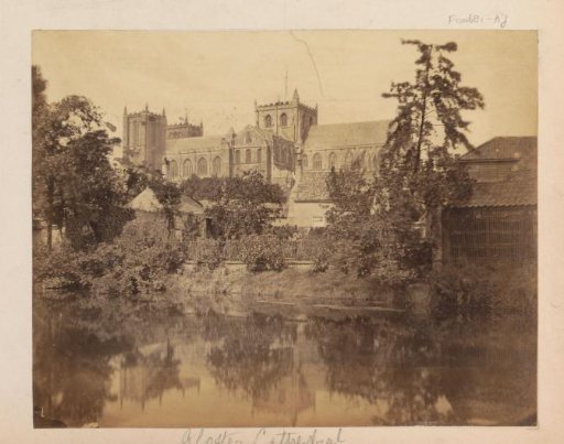 Cathedral in England, seen across a body of water
