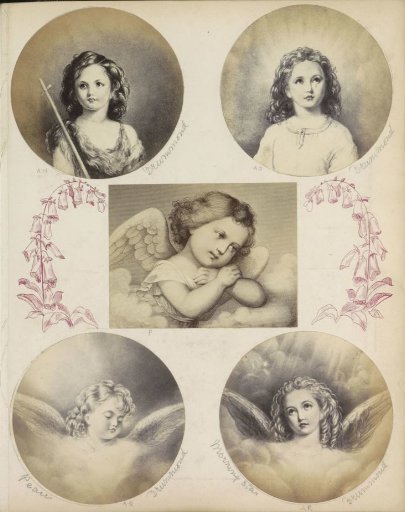 Photographic reproduction of (presumably) a print of an angel