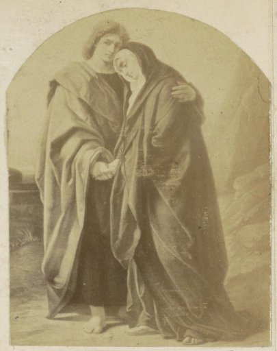 Photographic reproduction of (presumably) a drawing of the Apostle John and Mary
