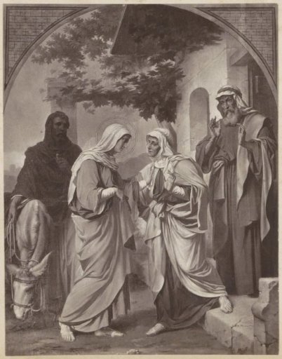 Photographic reproduction of (presumably) a drawing of the Visitation