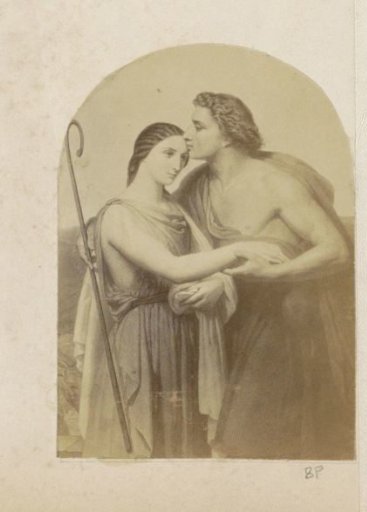 Photographic reproduction of (presumably) a print depicting a shepherd and shepherdess