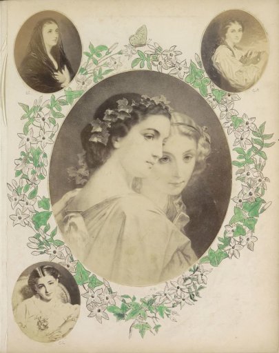 Photographic reproduction of (presumably) a print depicting a woman with a tambourine