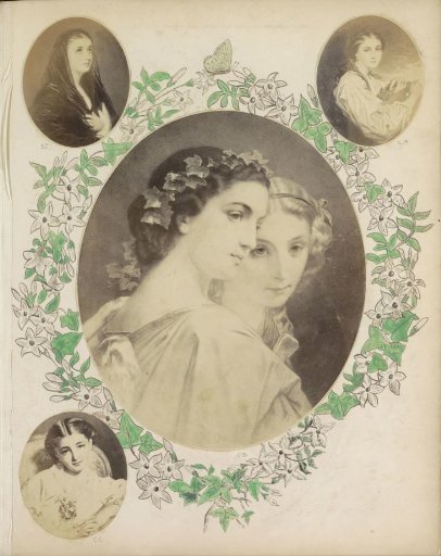 Photographic reproduction of (presumably) a print depicting a young woman in an armchair