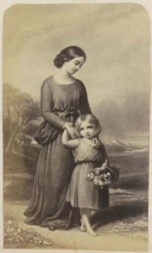 Photographic reproduction of (presumably) a print of a mother with her daughter