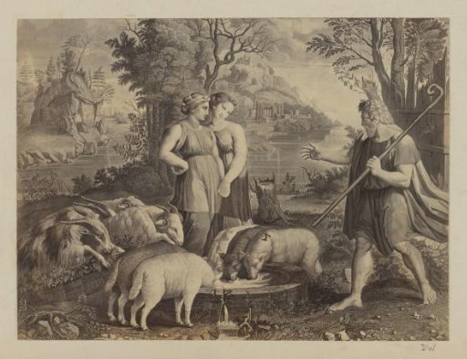 Photographic reproduction of (presumably) a print of Lot and his daughters