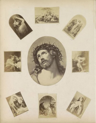 Photographic reproduction of (presumably) a print of the praying Mary Magdalene under the cross