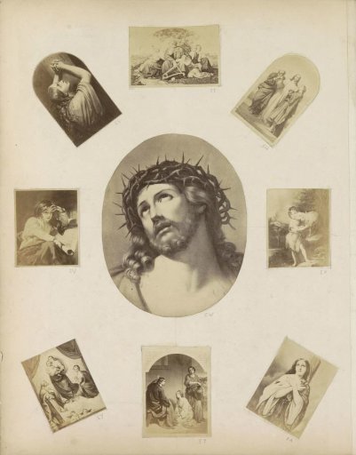 Photographic reproduction of (presumably) a print of Christ with two apostles at his side