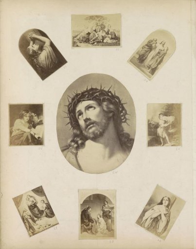 Photographic reproduction of (presumably) a print of Christ with the crown of thorns