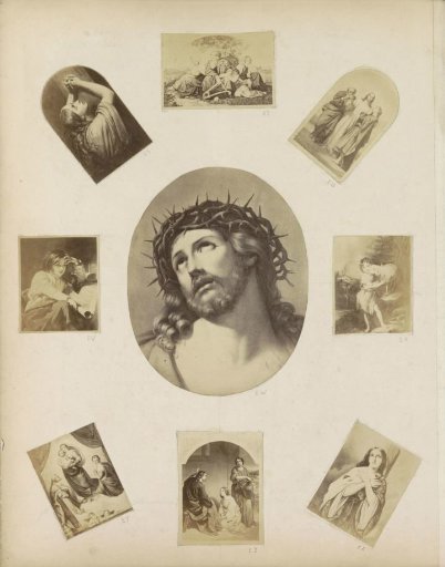 Photographic reproduction of (presumably) a print of Mary Magdalene under the cross