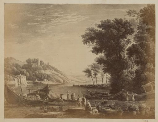 Photographic reproduction of (presumably) a print of a harbor view