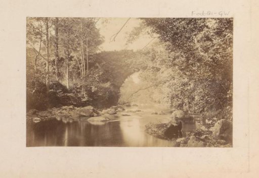 River Landscape with an Overgrown Bridge in England