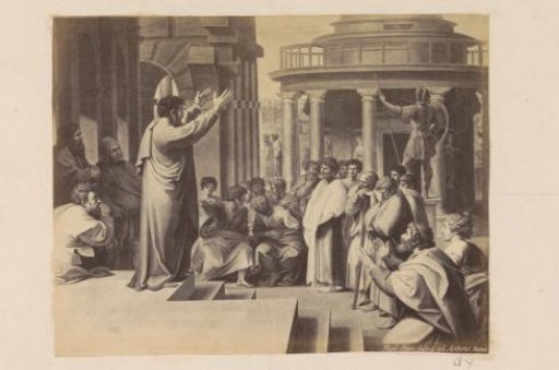 Photographic reproduction of (presumably) a print after a design sketch by Raphael for a tapestry in the Sistine Chapel