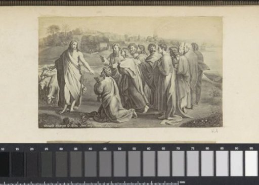 Photographic reproduction of (presumably) a print after a design sketch by Raphael for a tapestry in the Sistine Chapel