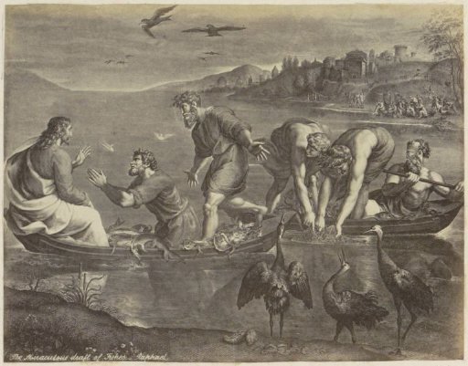 Photographic reproduction of (presumably) a print after a design sketch by Raphael for a tapestry in the Sistine Chapel