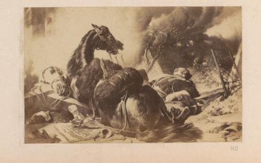 Photographic reproduction of (presumably) a print of a battlefield
