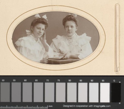 Portrait of twin girls, identified as Berta and Paula Wrichs