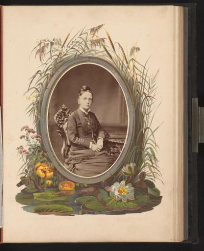 Portrait of a Woman Sitting on a Chair at a Table with an Album
