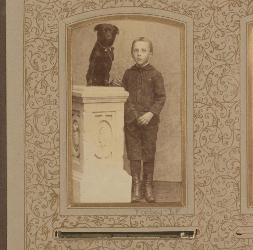 Portrait of a boy with a dog