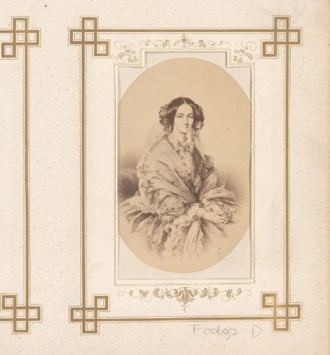 Photographic reproduction of a painted portrait of possibly Empress Elisabeth Amalie Eugenie of Bavaria