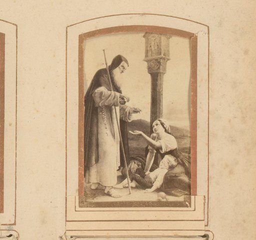 Photographic reproduction of a painting of a Charitable Monk by Eduard Daege