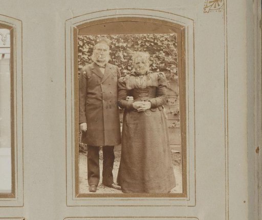 Portrait of a man and a woman in a garden, presumably a married couple