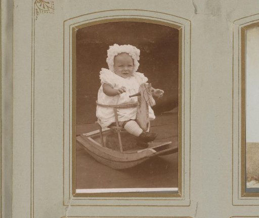Portrait of a baby on a hobby horse