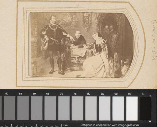 Photographic reproduction of The Signing of the Death Warrant of Lady Jane Grey by Daniel Huntington