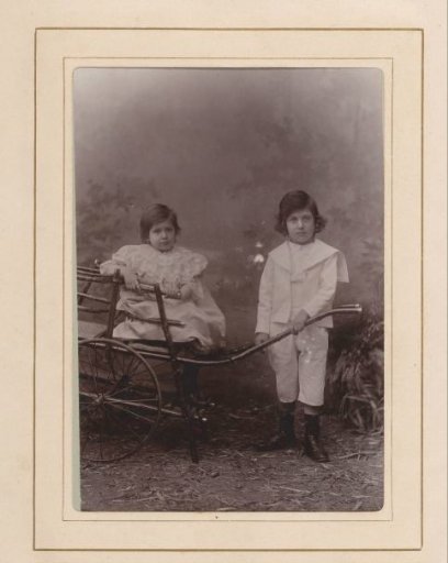 Portrait of a Boy and a Girl by a Rickshaw, Probably of the Jansen Family