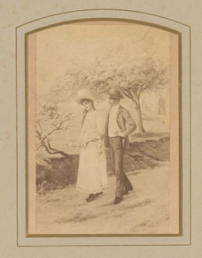 Photographic reproduction of a painting of a man and a woman during a walk by Adolphe Weisz
