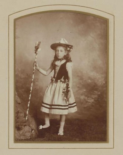 Portrait of a girl with hat and staff, designated as Alix
