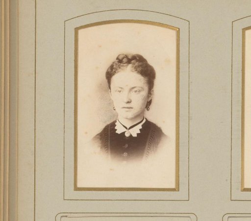 Portrait of a woman with a necklace and a braid in her hair