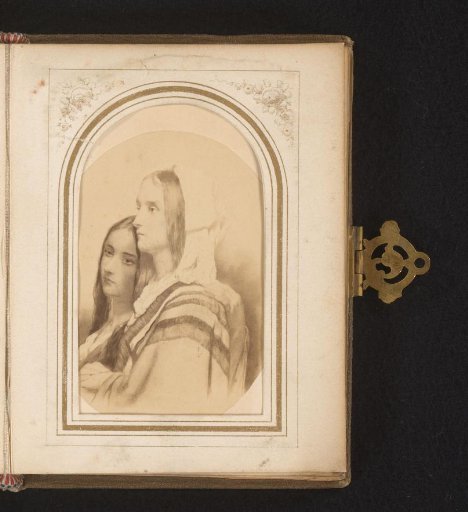 Photographic reproduction of a drawn portrait of two women