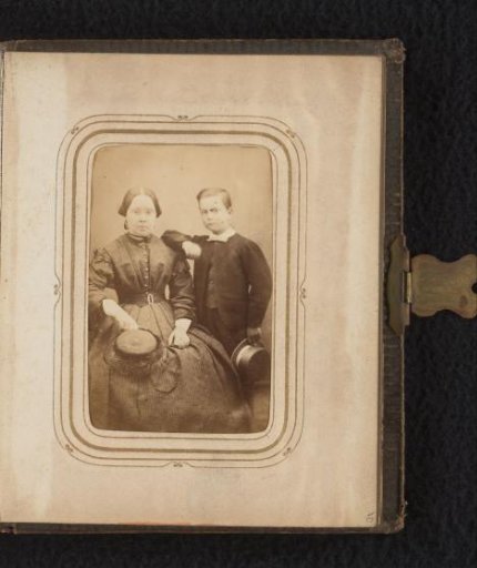 Portrait of a Mother and Son, Both Wearing Hats