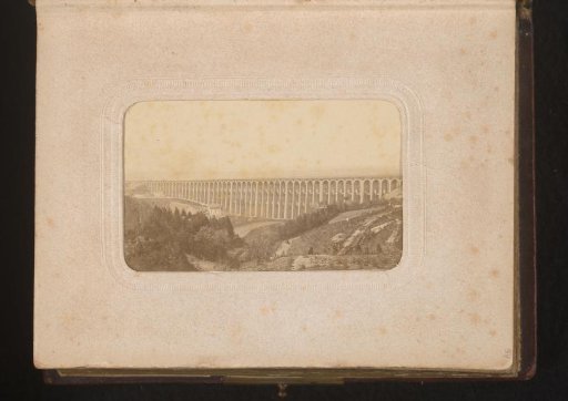 Photographic Reproduction of a Drawing of a Long Bridge in a Landscape