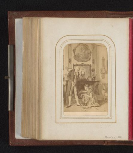 Photographic reproduction of Un feu qui couve, painted by Jules Worms
