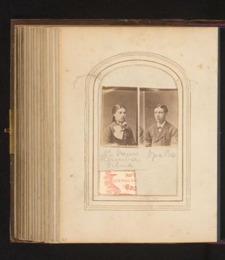 Portrait of a woman, identified as Hermina Tilma, and a portrait of a man, identified as Grandpa Bas