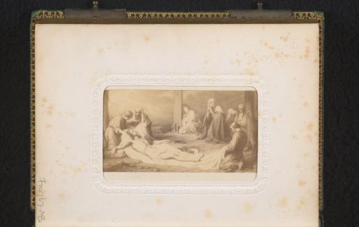 Photographic reproduction of a painting of the Entombment of Christ by Paul Delaroche