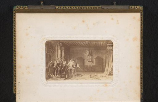 Photographic reproduction of a painting of the murder of the Duke of Guise by Paul Delaroche