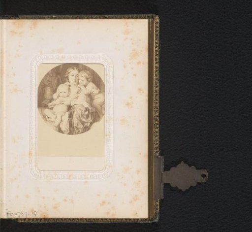 Photographic reproduction of a painting of a mother with two children by Paul Delaroche