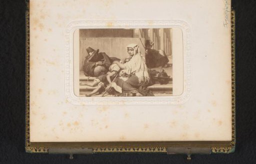 Photographic reproduction of a painting of pilgrims in Rome by Paul Delaroche