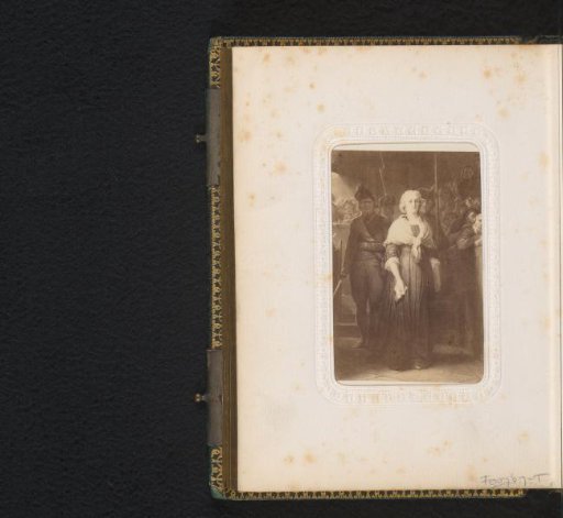 Photographic reproduction of a painting of Marie Antoinette leaving the court by Paul Delaroche