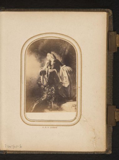 Photographic reproduction of a painting of a woman in a forest