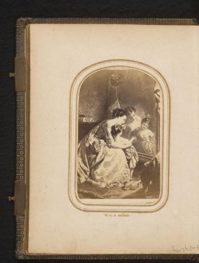 Photographic reproduction of a painting of a mother with child before a mirror