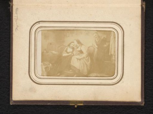 Photographic reproduction of a painting of gossiping women in a kitchen