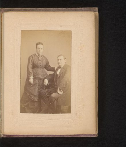 Portrait of a standing woman and a seated man, inscribed as missionary Van Dalen and his wife