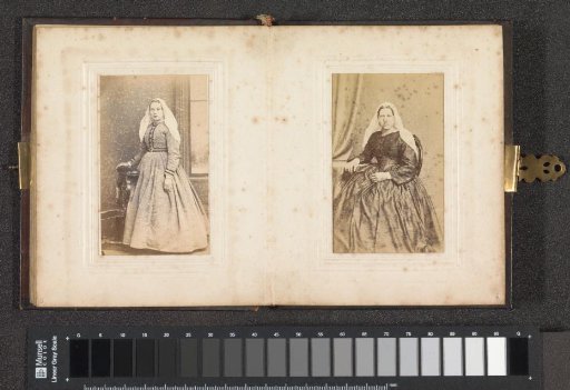 Portrait of a woman with a veil cap, seated