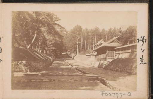 Road with temple buildings in Japan