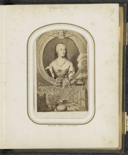 Photographic reproduction of (presumably) a print of Princess Maria Louisa of Hesse-Kassel, wife of John William Friso