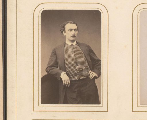 Portrait of a Standing Man Leaning on the Back of a Chair