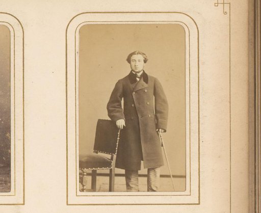 Portrait of a Man with a Walking Stick, Standing by a Chair